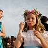Flower girl with bubbles