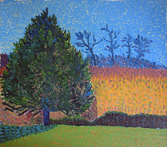 Crosshatch oil painting technique