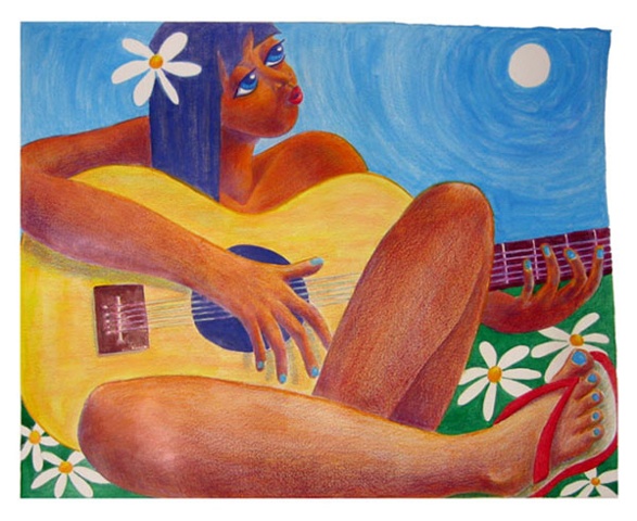 Girl playing a guitar