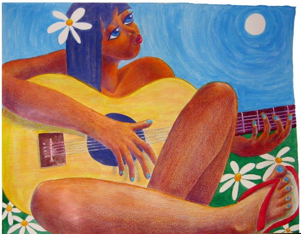 Hippie Chick Serenades the Moon