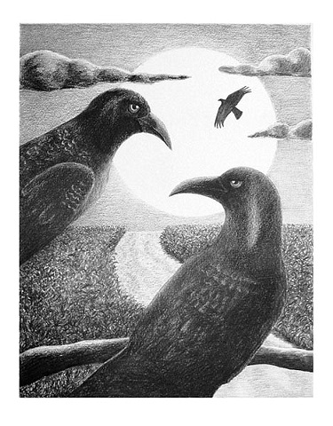 crows and full moon