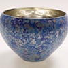 Glass Bowl In White Gold and Blue Patina 