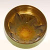  Water Lily Glass Bowl With 23-Karat Gold Leaf and Hand painted Green