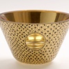 Glass Bowl in Gold and Black Dot Peek-A-Boo With 23-Karat Gold Leaf