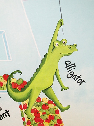 Alphabet preschool mural - alligator detail