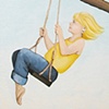 Alphabet preschool mural - swinging girl detail