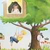 Alphabet preschool mural - treehouse section 