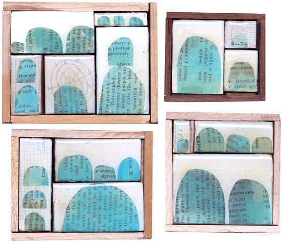 blue collage tiles (series of 6)