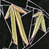 Two Pea Pods on Dark Green Mosaic