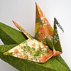 Spring Meadow Crane on Leaves Pin