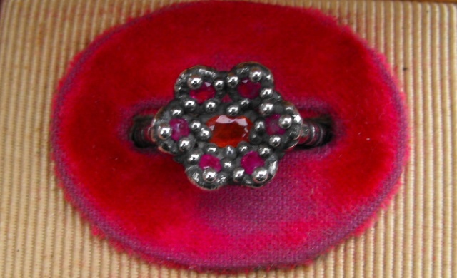 Low Blossom Ring with Sapphire and Rubies