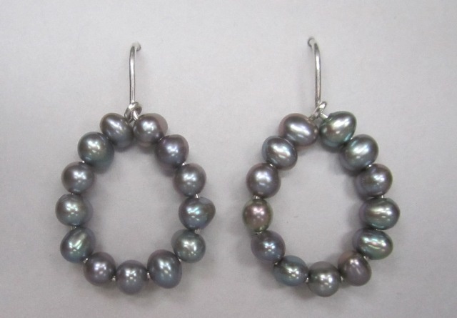 Grey Pearl Drop Earrings