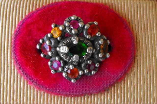 Green Stone with Rubies and Sapphires Ring