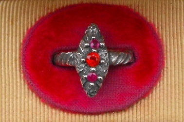 Vesica Piscis Ruby and Sapphire Ring