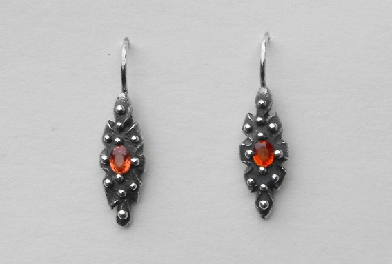 Vesica Piscis Orange Sapphire Earrings