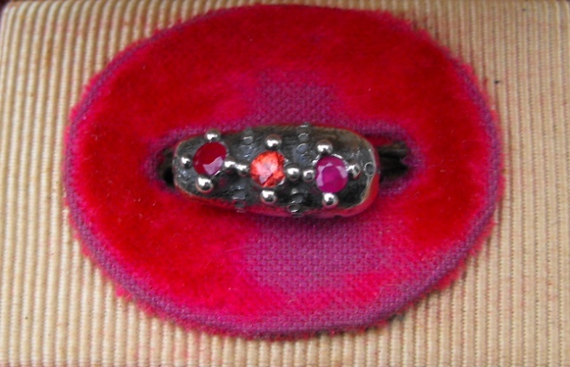 Loaf Ring with Rubies and Sapphire