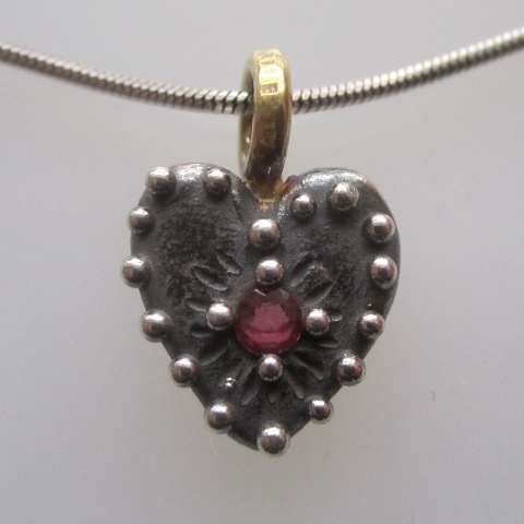 Heart with Ruby and Brass Loop
