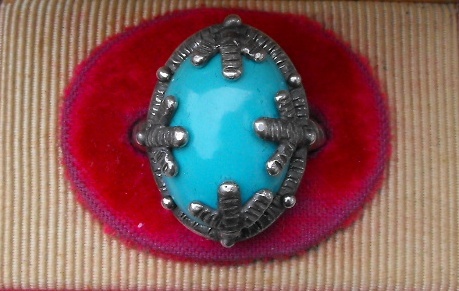 Turquoise Cocktail Ring with Claw Prongs