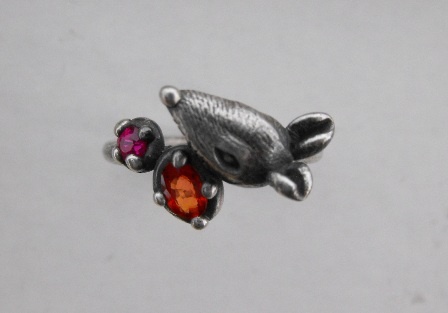 Rat Ring with Sapphire and Ruby - Top View