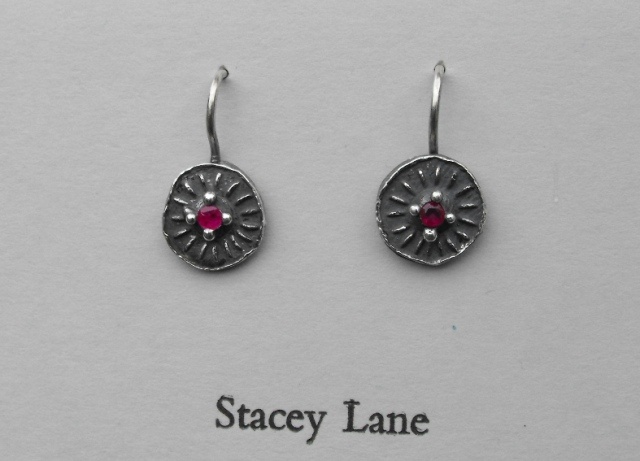 Round Disk Earrings with Rubies