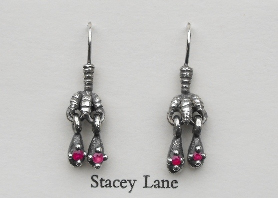 Claw and Ruby Droplet Earrings