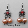 Orange Sapphire and Pink Pearl Trembling Earrings