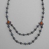 Grey Pearl with Teardrop Carnelion and Sapphire Necklace