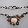 Encrusted Necklace with Sapphires and Coral Rose