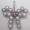 Bow Earrings in Light Grey Pearl with Rubies