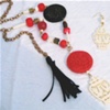 Bone, Leather & Brass Necklace & Earrings