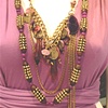 studded wood and jade necklace