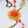 Vintage Orange Flower Necklace