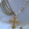 Multi Chain Vintage Gold Cross & Onyx Necklace