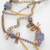rhinestone coral and chain long necklace