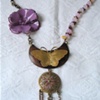 Vintage Enamel Flower and Butterfly Necklace