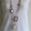 Vintage Glass, Enamel & Brass Necklace 