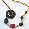Vintage Black Flower & glass necklace