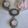 Vintage Lucite Flower & Cameo Necklace