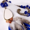 Blue Jade, Enamel & Feather Necklace