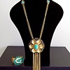The Abandoned Princess - emerald green and brass necklace
Vintage rhinestone cuff