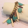 bone, turquoise & brass charm bracelet