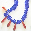 blue glass and amber crystal long necklace