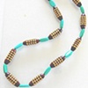 studded wood and turquoise necklace