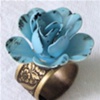 Vintage Enamel flower set on Brass Adjustable Ring