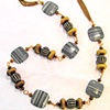 black and white beaded long necklace