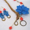 Vintage Blue Flower Necklace & Earrings