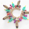 studded wood, jade and stone charm bracelet
