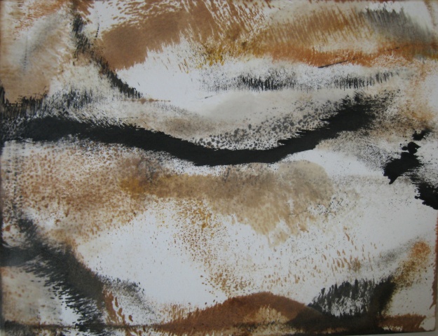 encaustic landscape monotype on paper by Brandy Eiger