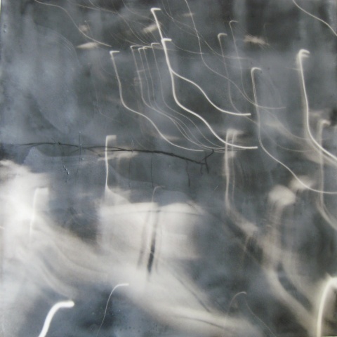 mixed media abstract encaustic black and white painting by Brandy Eiger
