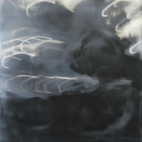 mixed media abstract encaustic black and white painting by Brandy Eiger